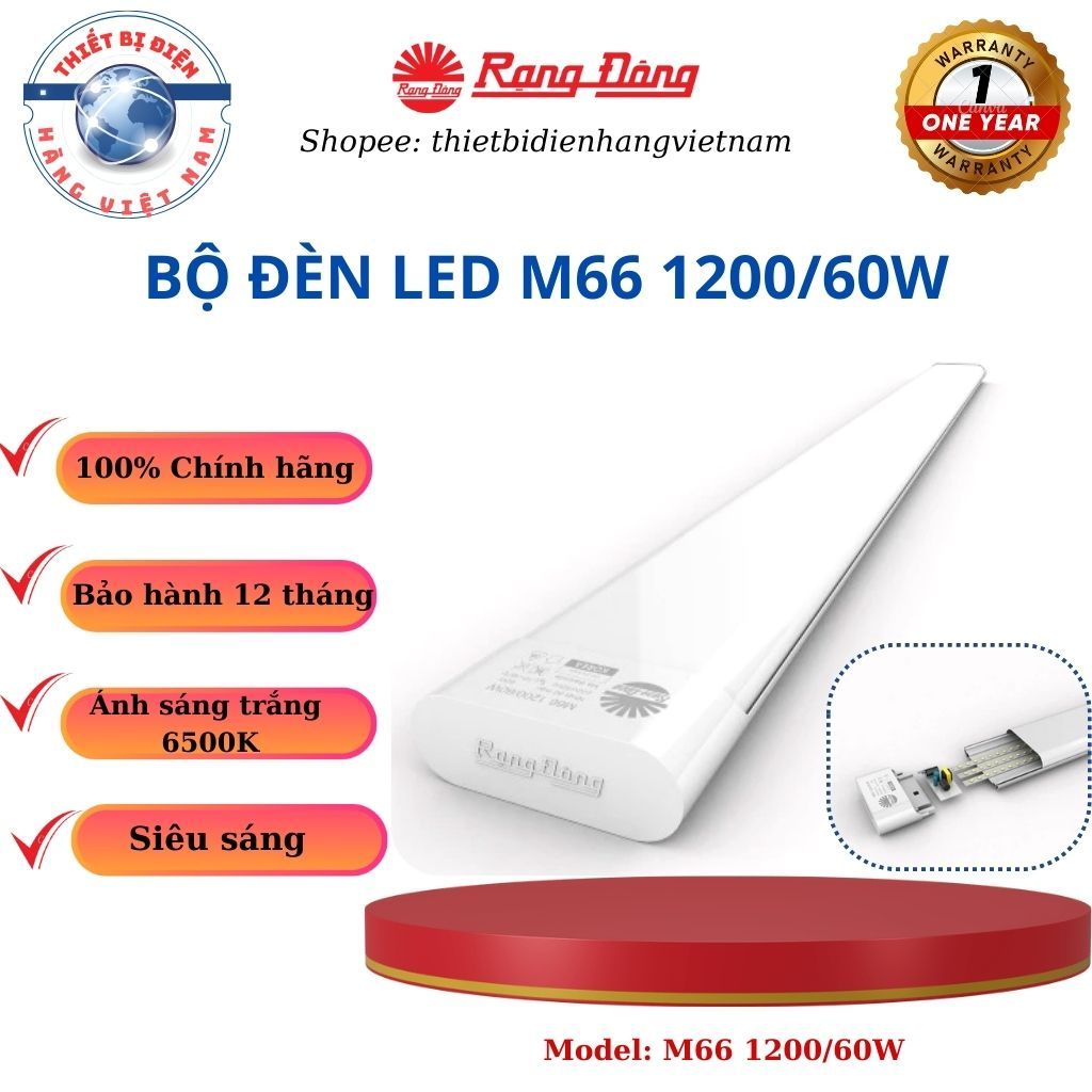 Bộ Đèn Led Bán Nguyệt M66 60W Rạng Đông Siêu Sáng Tiết Kiệm Điện - Model: M66 1200/60W