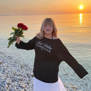 BIGSIZE| Áo thun giấy trễ vai oversize form rộng che bắp tay tốt (60-100kg) SKY CHỮ