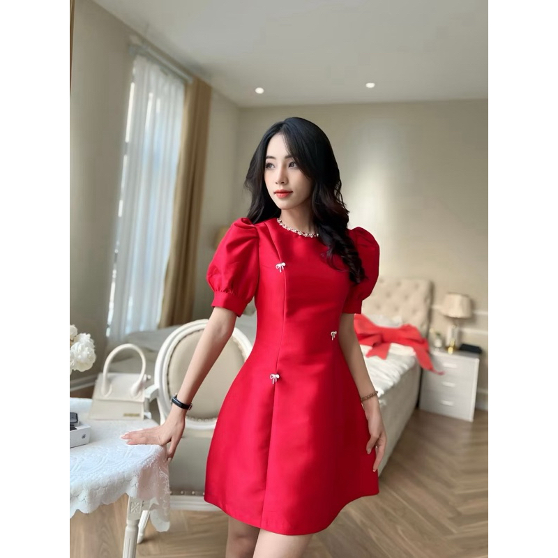 PASS ĐẦM MÀu đỏ SIZE S LUCIFO Váy dự tiệc có bo viền cả trong lẫn ngoài, được thiết kế bởi LUCIDO fa