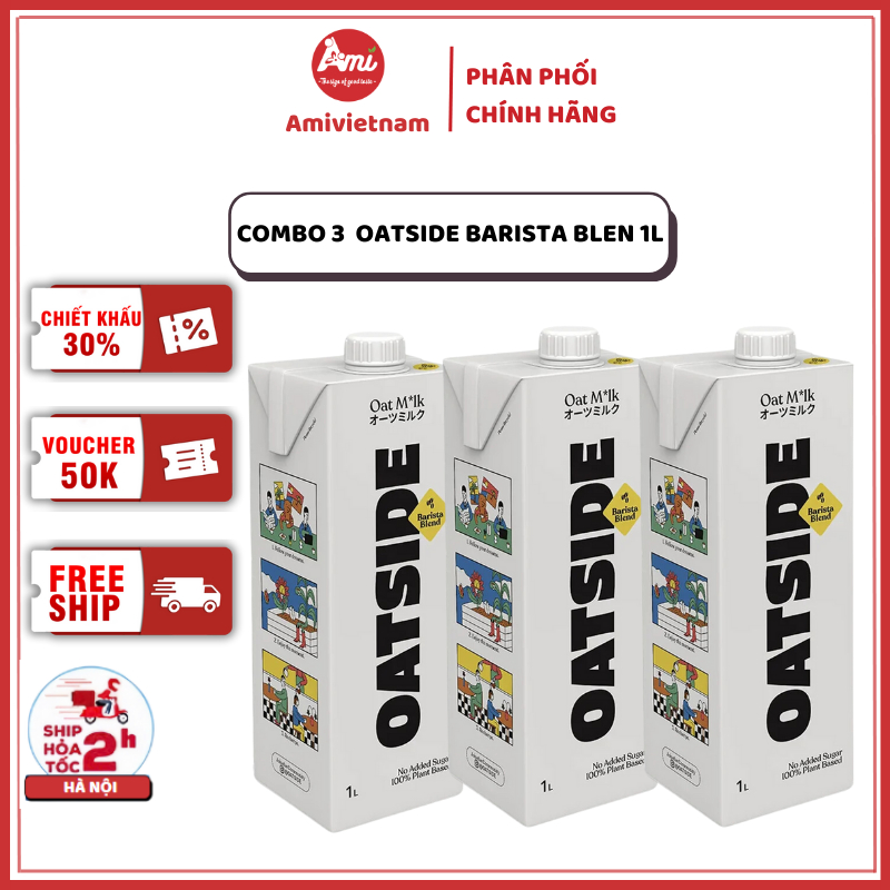 [Combo 3 Hộp] Sữa Yến mạch OATSIDE Barista Blend 1L