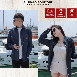 Áo Sơ Mi Nam Luôn Vui Tươi Thêu Logo Cam Siêu Đẹp - Áo Sơ Mi Nam Nữ Eo Vì Thêu Icon Nhỏ Siêu Nét