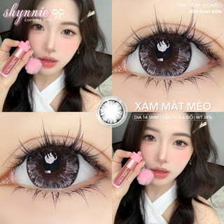 ✨(CẬN TỪ 0-6 ĐỘ) - Kính áp tròng GRAY 14.5MM xám tone Hàn, Trung vân hoa mắt mèo 14.5mm giãn to - SHYNNIE LENS 🐰