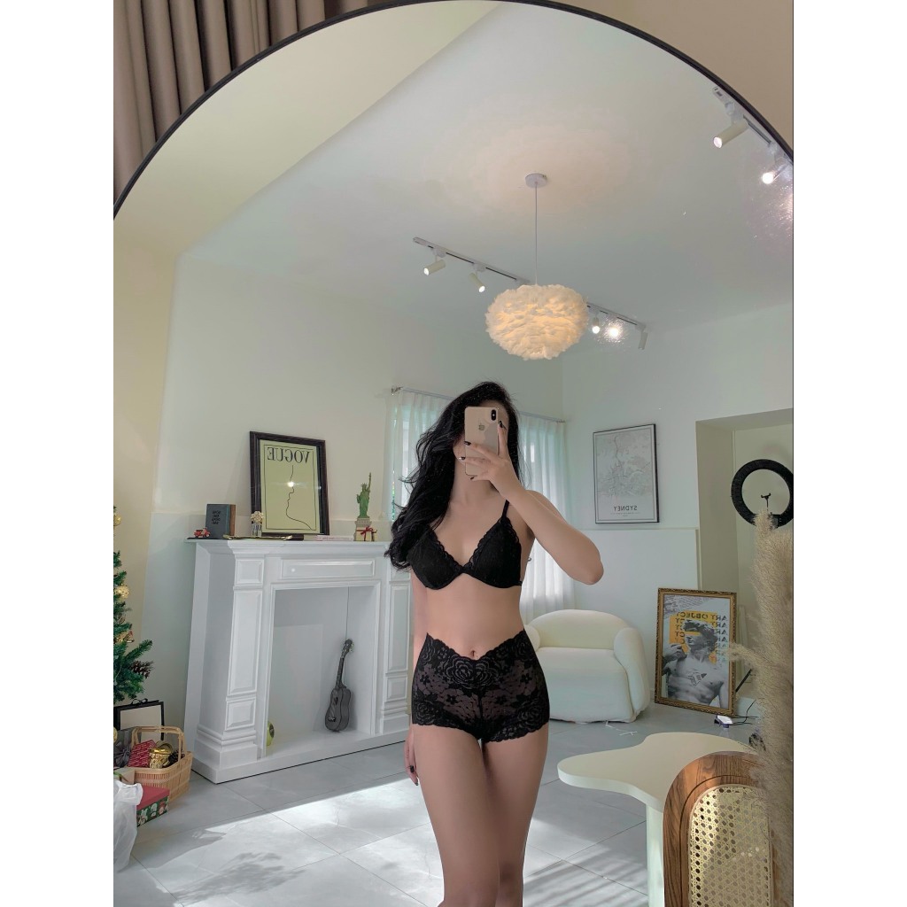 [CHE TÊN] Bộ đồ lót ren đùi màu đen Bralette có mút mỏng cao cấp, mang vào cực thoải mái BRAHY 109 | BigBuy360 - bigbuy360.vn