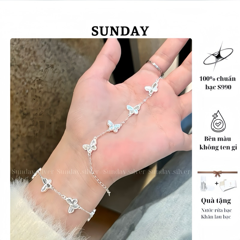 Lắc Tay Bạc Thật S990 Hồ Điệp Thanh Lịch-Sunday