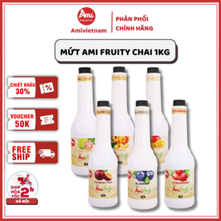 Mứt Trái Cây Ami Fruity Đủ Hương Vị Chai 1kg - Dâu Tây Sấy Giòn, Nho Khô Thơm Ngon