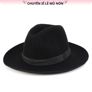 Mũ Phớt nỉ dành cho nam giới, nón cao bồi Fedora vành rộng Classic cao cấp dành cho nam trung niên