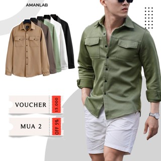 Áo khoác sơ mi nam phong cách hàn, chất vải cotton vân chéo Jacke Shirt AMANLAB