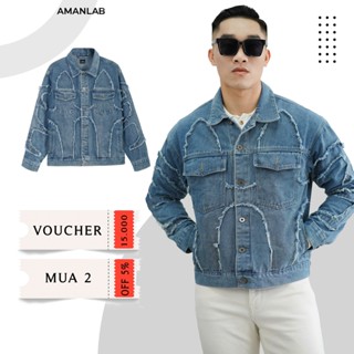 Áo khoác jean denim nam, jacket jean wax luxury phong cách bụi bặm cá tính, cao cấp AMANLAB