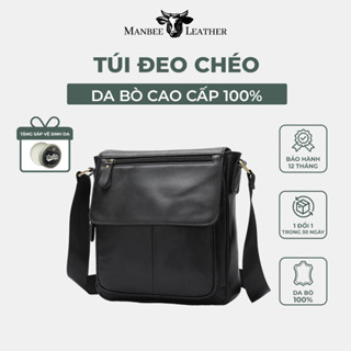  Túi Đeo Chéo Nam Da Bò Cao Cấp Manbee 819 – Túi Đeo Vai Đựng iPad Máy Tính Bảng Size 24cm Đi Học Đi Làm 