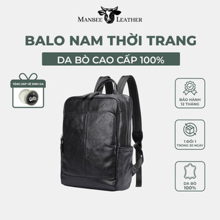 Balo Công Sở Nam Da Bò Mềm Mại Manbee 9196 – Ba Lô Laptop Cao Cấp Vừa Máy 15 Inch Tài Liệu A4 Phù Hợp Đi Học Đi Làm