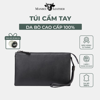Túi Clutch Cầm Tay Nam Da Bò Thật Manbee 3004 – Ví Kẹp Nách Thời Trang Sang Trọng Size 24cm Thiết Kế Gọn Gàng Lịch Lãm