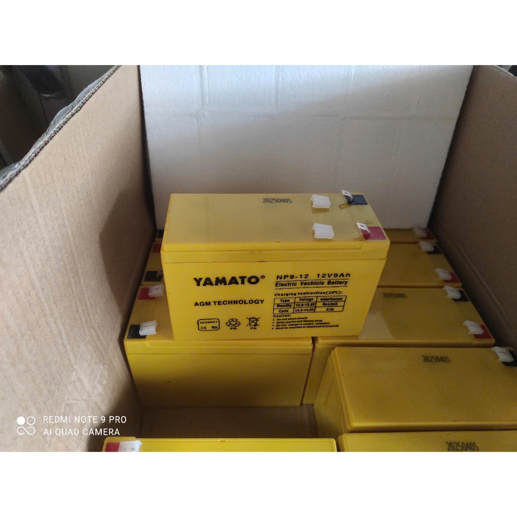 ac quy 12V-9Ah dùng cho xe điện trẻ em, loa kéo, lưu điện cửa cuốn, bình thuốc sâu Yamato NP9-12 NHẬ
