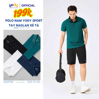 Áo polo nam Yody sport áo thun có cổ áo thể thao, tay raglan, vải xốp nhẹ, thấm hút mồ hôi SAM7138