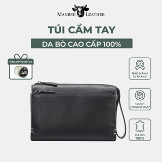 Túi Clutch Nam Da Bò Cao Cấp Manbee 3006 – Ví Cầm Tay Kẹp Nách Sang Trọng Da Thật Size 24cm Đựng  Giấy Tờ Điện Thoại