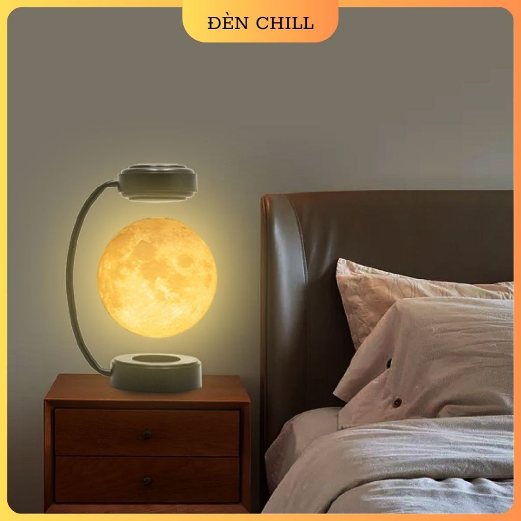 Đèn Chill đèn mặt trăng bay lơ lửng từ tính xoay 360° đèn decor phòng ngủ trang trí phòng khách ánh 