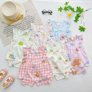 [7-13kg] Bộ Quần Áo Bé Gái,Đồ Bộ Mặc Nhà Bé Gái Vải Tôn(Tole-Lanh) mẫu babydoll tay cánh tiên Mềm-Mịn-Mát MeGauu - BTG28