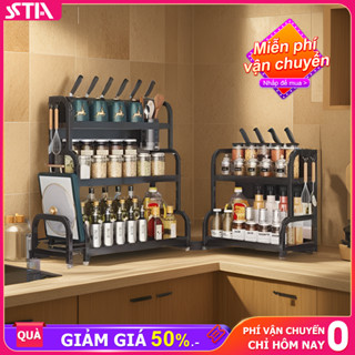 STA Kệ đựng gia vị nhà bếp 2 và 3 Tầng Kệ gia vị inox để bát đũa dao thớt Kệ để gia vị nhà bếp
