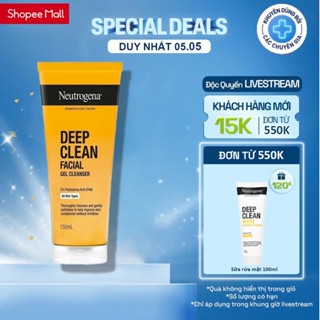 Sữa Rửa Mặt NEUTROGENA Deep Clean Facial Gel Cleanser làm sạch sâu dạng gel 150mL