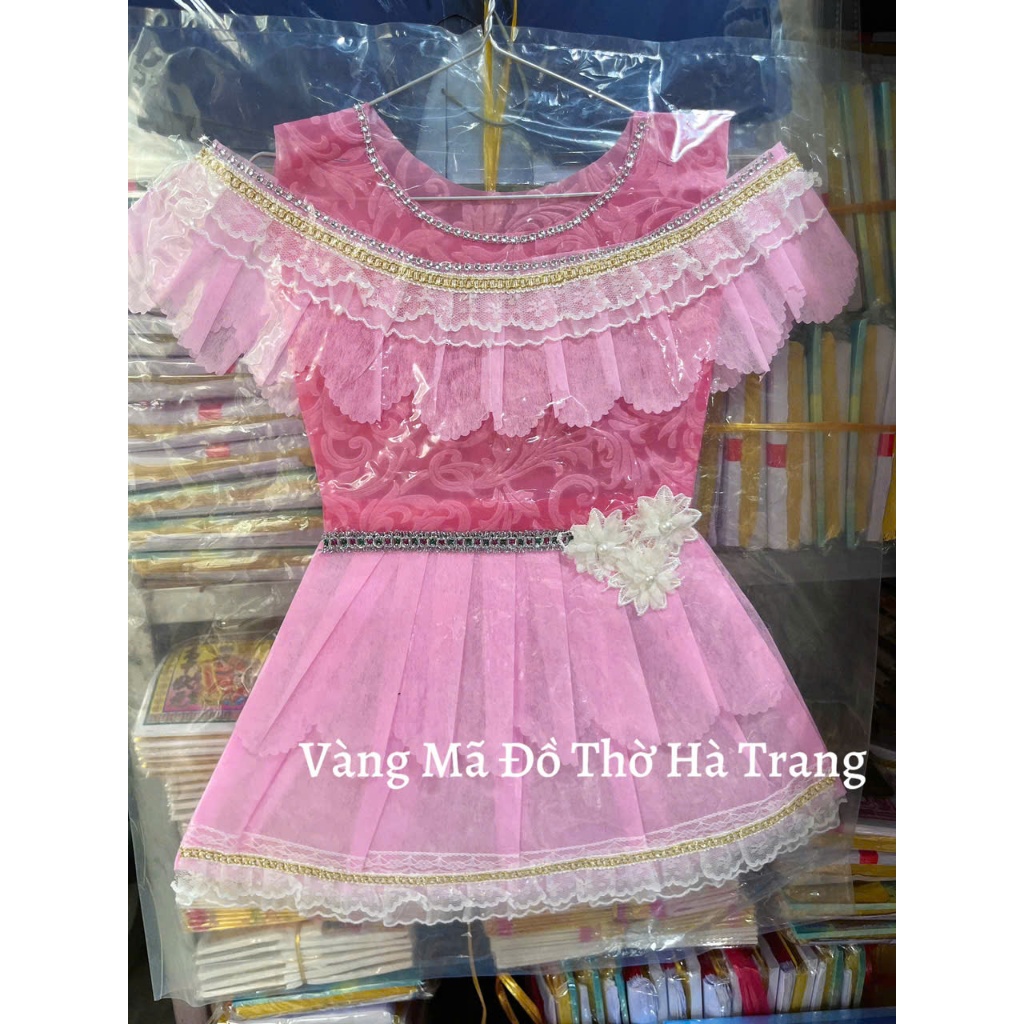 Váy Bé Gái Vàng Mã, Váy Giấy Cúng Cô Bé Đỏ