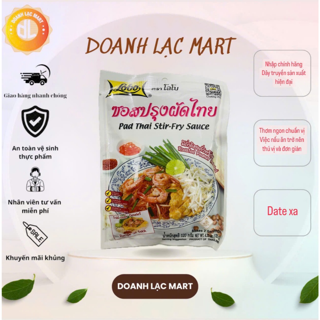 Gói gia vị Pad Thái Lobo 120gr (hủ tíu xào/ mì xào Thái). Pad Thai Stir-Fry Sauce 💯 chính hãng, Phân