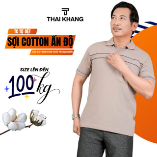 Áo thun nam tay ngắn trung niên THÁI KHANG vải cotton dày mềm mát Vitin ATK08