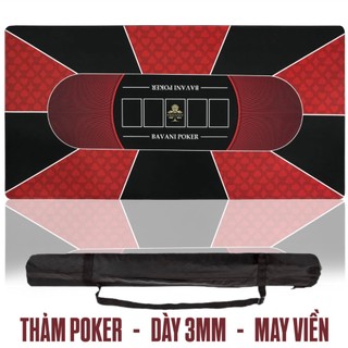 Thảm Poker CLASSIC RED PATTERN Cao Su Mặt Nỉ Dày 3mm Có May Viền - Tặng Kèm Túi Đeo , Loại 120 x 60cm và 180 x 90cm