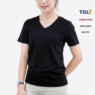 Áo thun trơn nữ cổ tim TOLI 16 màu Form vừa dáng suông, vải cotton 4 chiều mềm mịn - BSA11