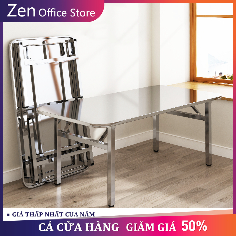 ZEN Bàn Inox xếp gọn tiện lợi cho quán ăn quán nhậu bàn ăn inox chữ nhật gấp gọn bàn bếp nấu ăn