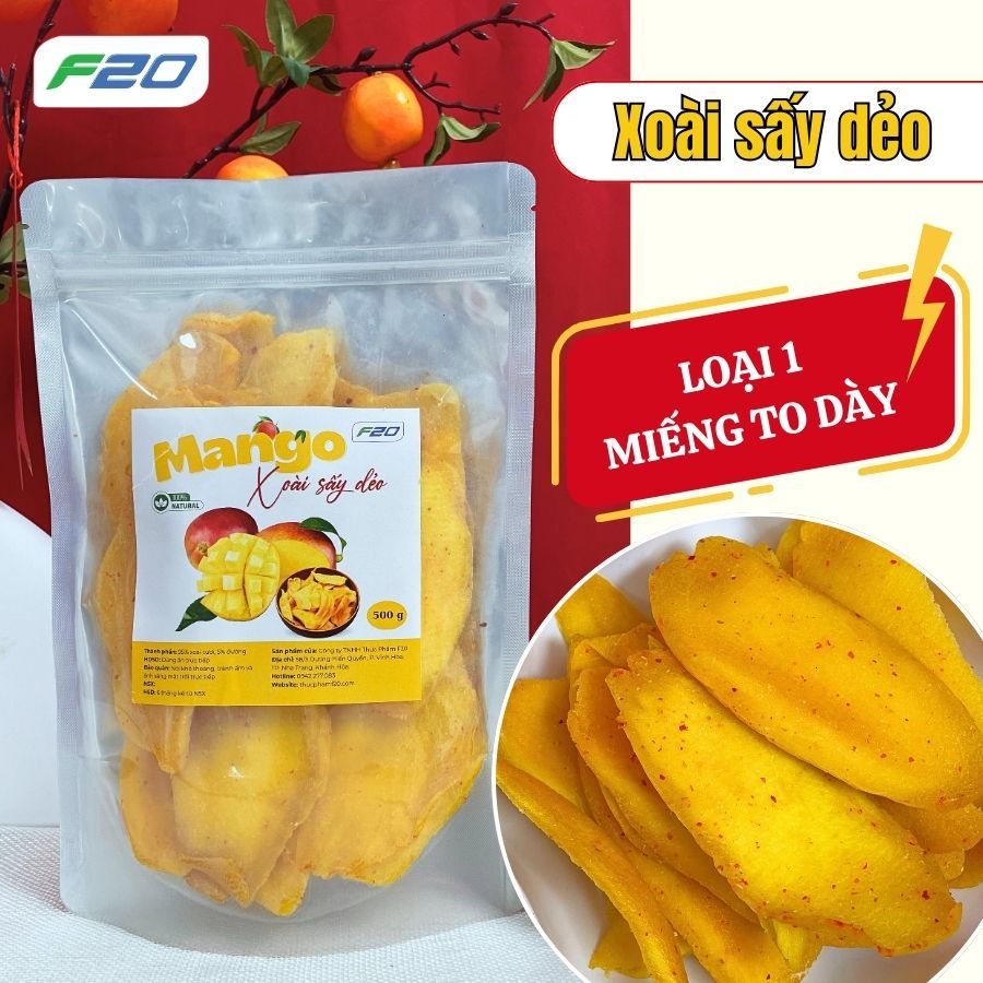 Xoài sấy dẻo tẩm muối ớt bản to dẻo mềm tự nhiên 100g 250g 500g