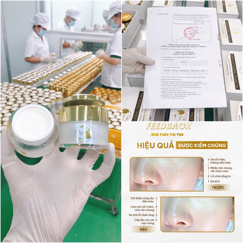 FACE TÁI TẠO COZY ( KEM NGÀY ) Dưỡng da trắng mịn , căng bóng hồng hào