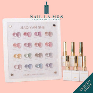 Set sơn mắt mèo ánh trăng Jiao Yan She chính hãng 16 màu - Sơn gel nhũ sáng mịn tone pastel (tặng kèm bảng màu)