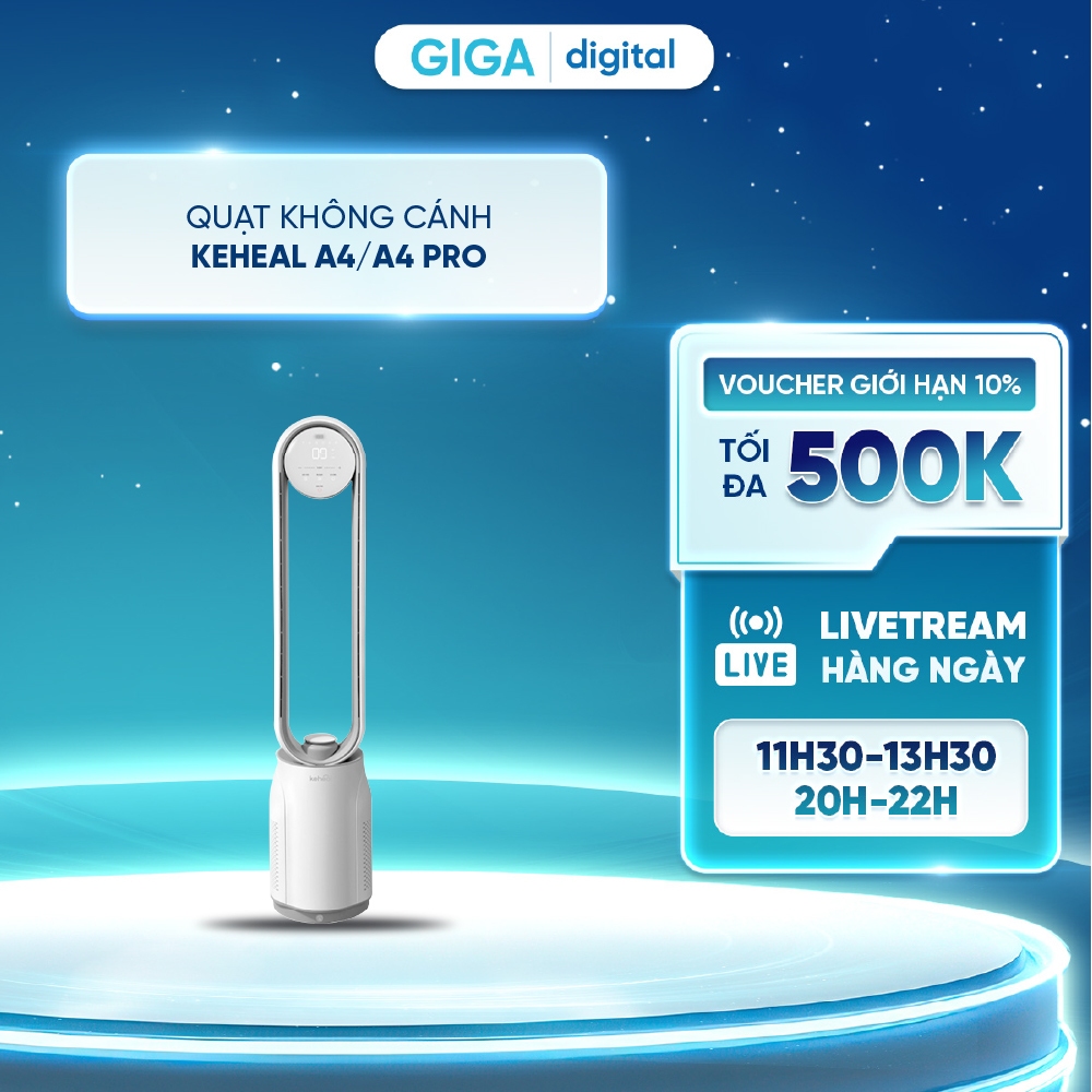 Quạt không cánh Keheal A4/ A4 Pro - Ion âm khử khuẩn - Bộ lọc Hepa - Remote điều khiển từ xa