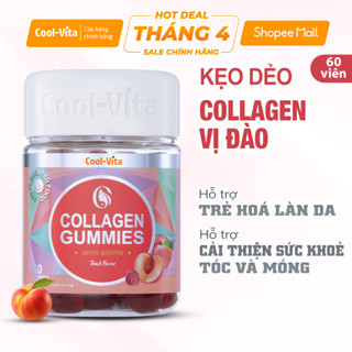 Kẹo Dẻo Collagen Hỗ Trợ Trẻ Hóa Sáng Da & Cải Thiện Sức Khỏe Tóc Móng Vị Đào Kết Hợp Biotin Coolvita (60 viên x 3g)/hộp