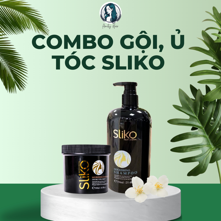 Combo Dầu Gội Ủ Dưỡng Tóc SLIKO 500ml - 700ml, Amityhairs Hương nước hoa Dưỡng tóc khô xơ rối