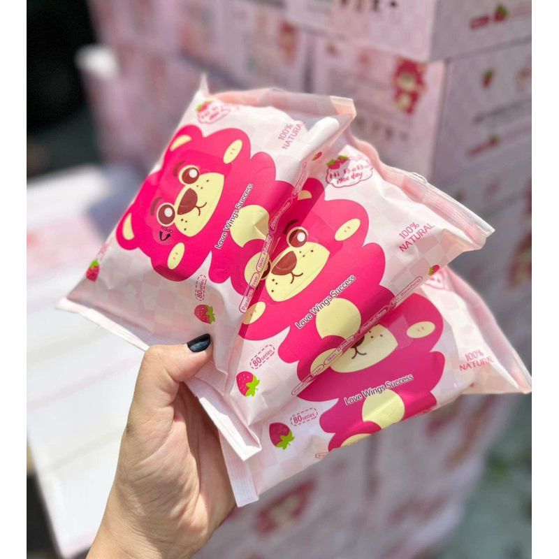 THÙNG 10 GÓI KHĂN GIẤY ƯỚT GẤU HOTTREND