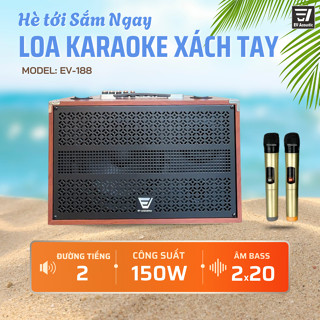 [EV-188] Loa Hát Karaoke JK Có Bass 20 - 200W Xách Tay, Loa Bluetooth Nghe Nhạc Giải Trí, Du Lịch, Đi Biển Gia Đình
