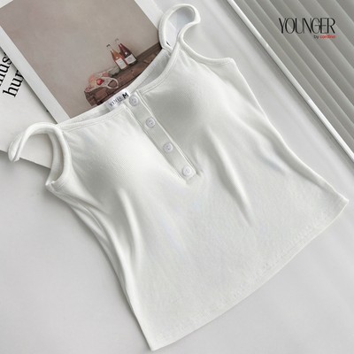 Áo hai dây YOUNGER BY CARDINA chất liệu tăm Hàn kết hợp kiểu dáng bổ trụ kèm mút ngực 5YAHD01