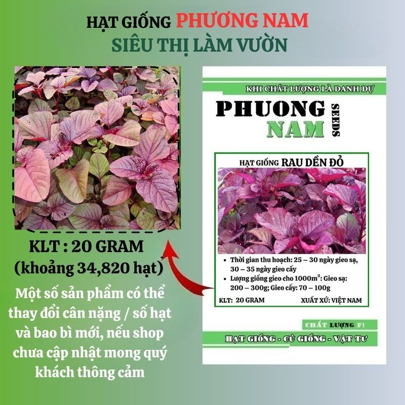 20 Gram - Hạt Giống Rau Dền Đỏ Phương Nam