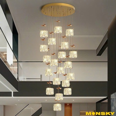 Đèn thả thông tầng MONSKY LAGGO pha lê kiểu dáng hiện đại trang trí nhà cửa cao cấp, sang trọng