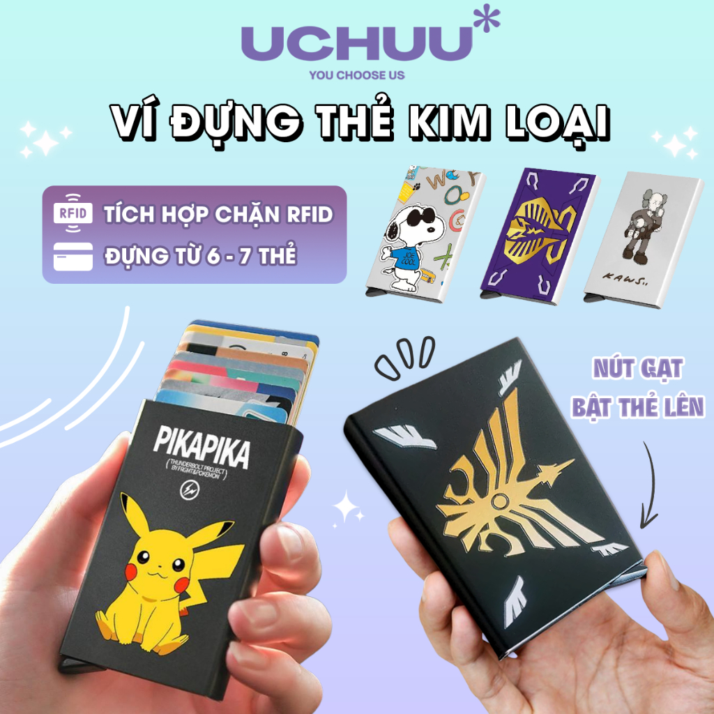 Ví Đựng Thẻ Hợp Kim Nhôm UCHUU Card Holder Kim Loại Chặn RFID Hộp Đựng Thẻ ATM, Name Card Mỏng Nhẹ