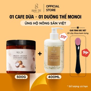  Cafe Dừa Tẩy Tế Bào Da Chết 500g + Sữa Dưỡng Thể Trắng Da Monoi Glow 400ml 