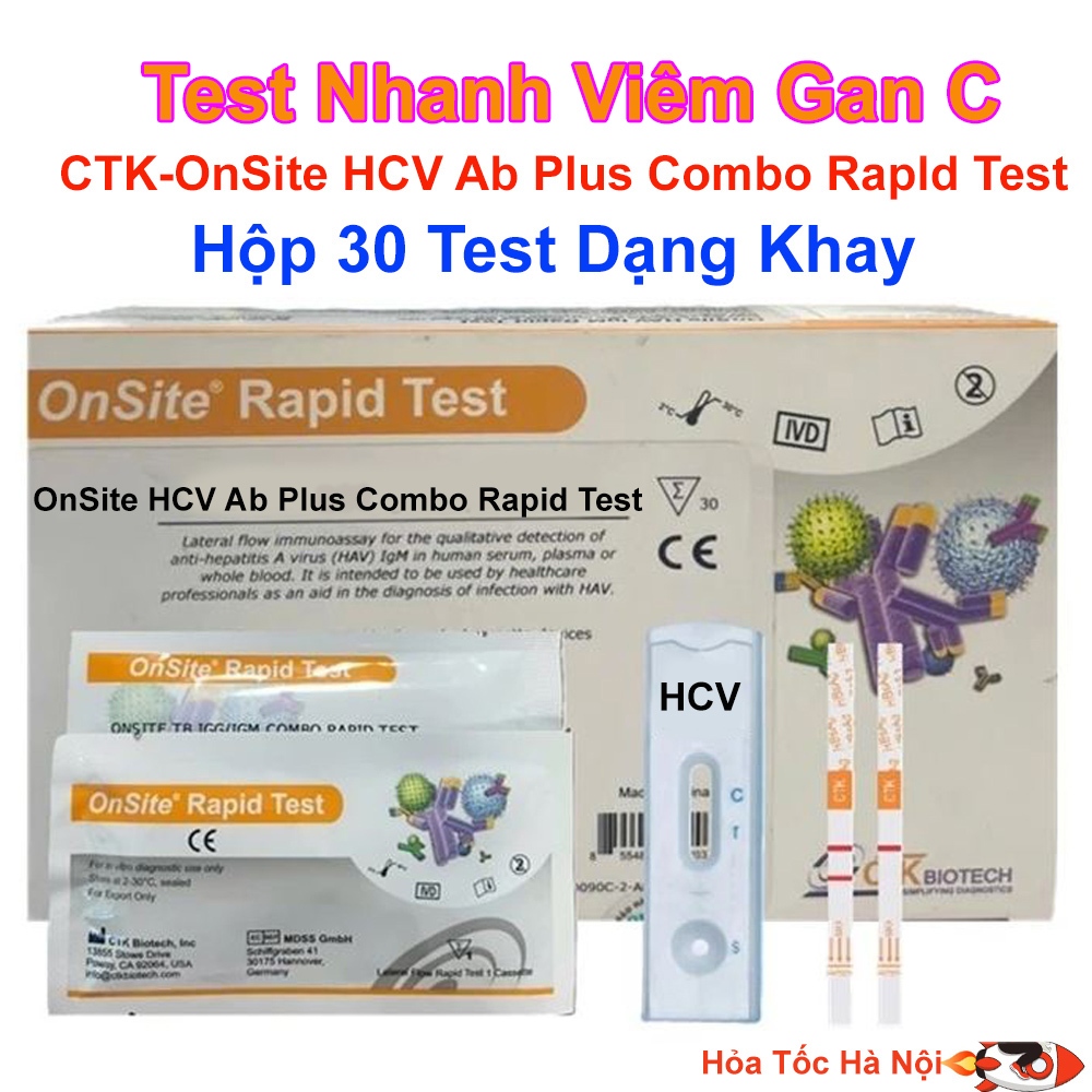 Test Viêm Gan C HCV-CTK Hộp 30 Test OnSite HCV Ab Plus Combo Rapld Test Hàng Chính Hãng