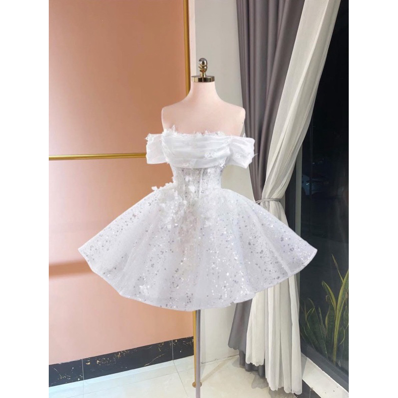 Đầm xoè n mặc cưới TRIPBLE T DRESS lưới kim sa hạt siêu xinh - size S/M/L