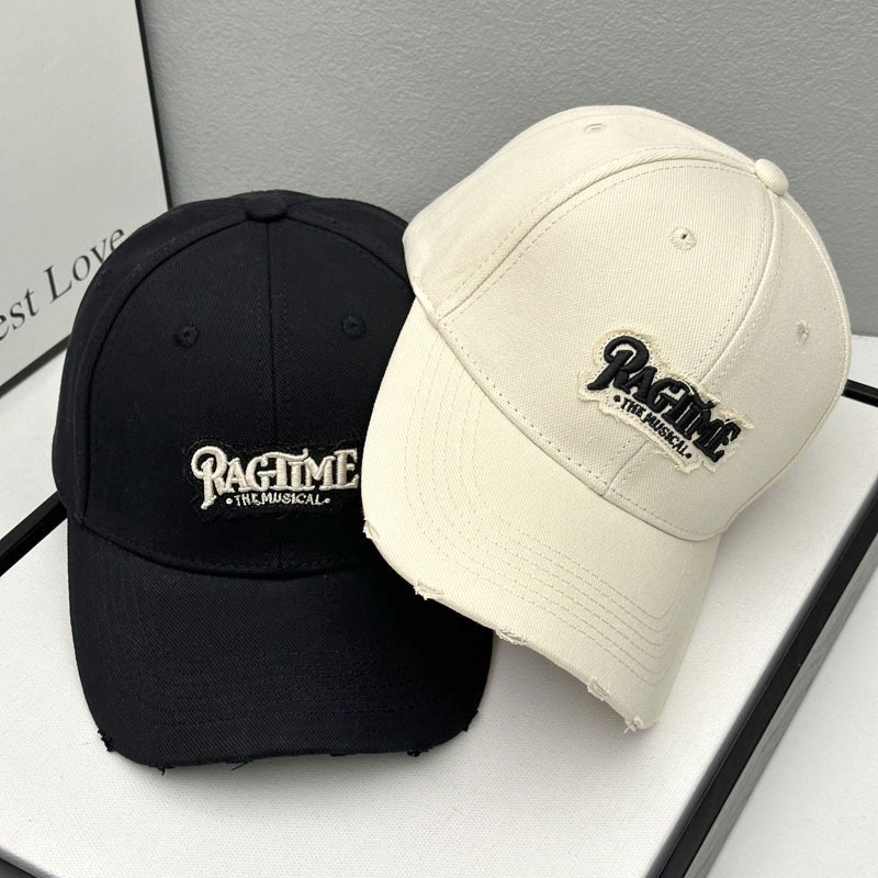 Mũ lưỡi trai thêu chữ RAGTIME phối rách form cứng unisex, nón lưỡi trai HAZIN cho nam nữ đi học đi chơi vải kaki cao cấp