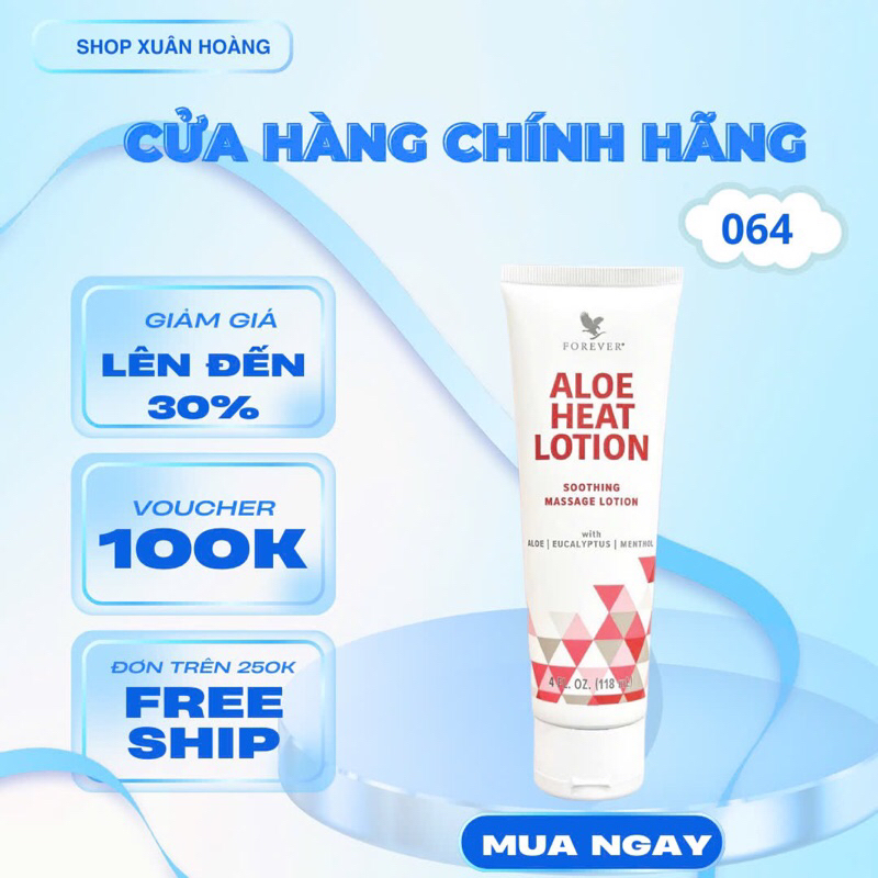 Kem Dưỡng Massage Lô Hội 064Flp. Aloe Heat Lotion. Làm Ấm, Giảm Đau Cơ, Hỗ Trợ Tuần Hoàn Máu – 118ml
