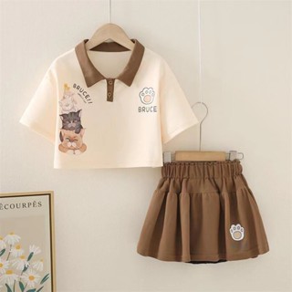 Set bộ áo Polo phối chân váy kèm quần lót size từ 15-45kg cực xinh cho bé gái 6-15 tuổi. Thoáng mát.