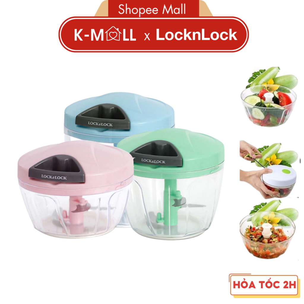 Dụng cụ xay tỏi ớt LocknLock mini CKS308 CKS309 CKS310 lưỡi xay bén, kéo tay, dễ vệ sinh - K-MALL