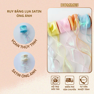Ruy Băng satin Óng Ánh-trắng trí bó hoa,hộp quà cực chảnh