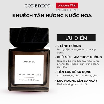 Tinh dầu khuếch tán CODEDECO The Romance Of Love 100ml - 3 tầng hương từ Chanh vàng, Vanilla và hương Gỗ
