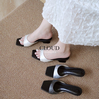 Guốc đế xuồng mũi vuông quai vải gấm đế 5cm